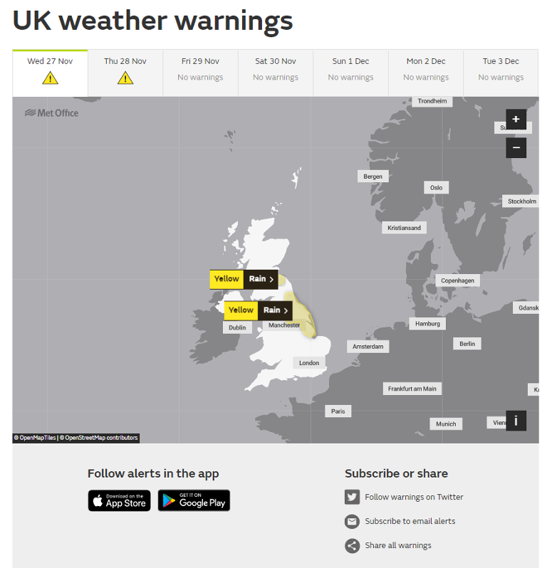 Weather warnings guide Met Office