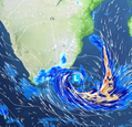 Map of rainfall and winds across South Africa
