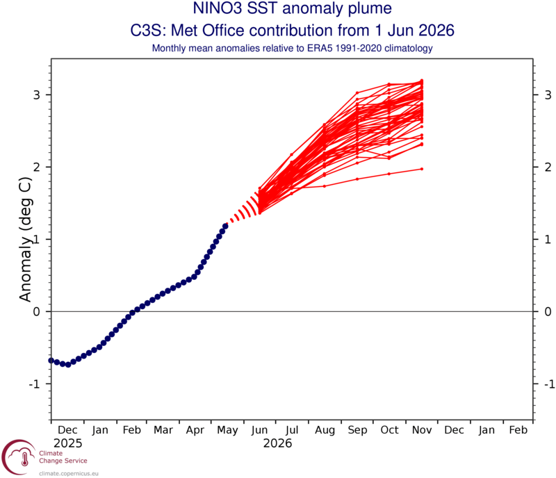 Graph showing sea surface temperature anomaly. 