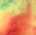 Forecast map of heat over Europe