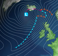 Low pressure south of Iceland