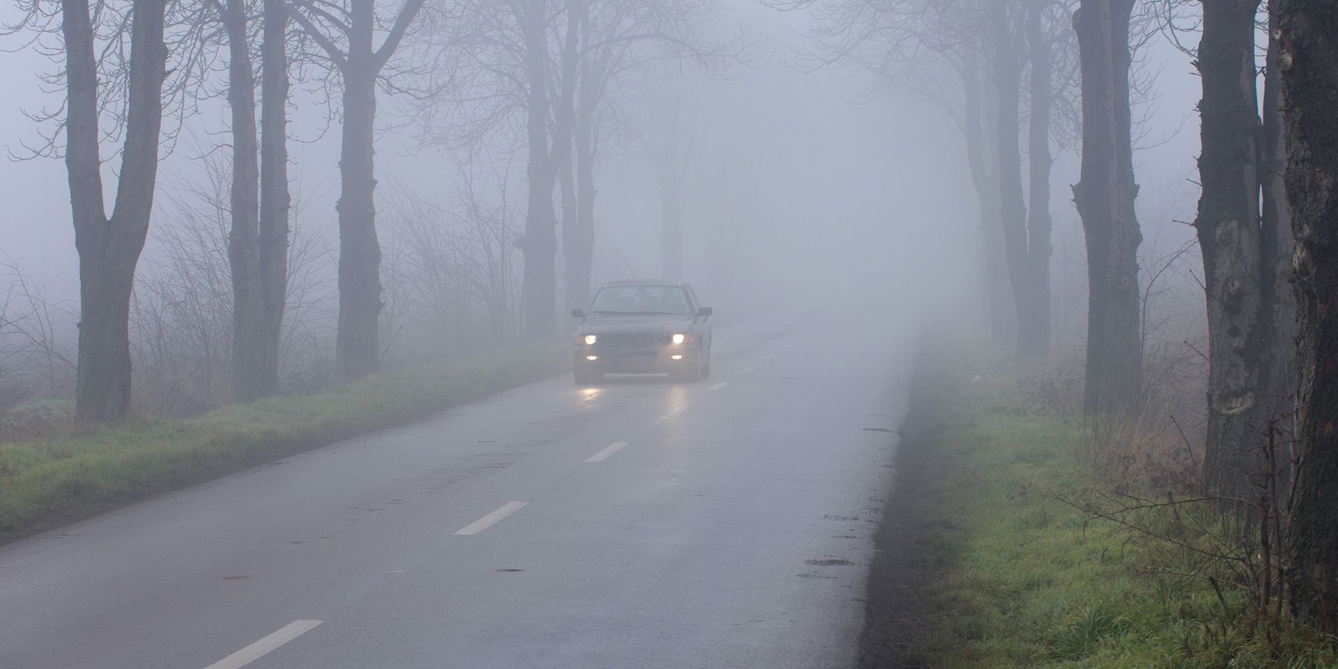 A car driving ain fog