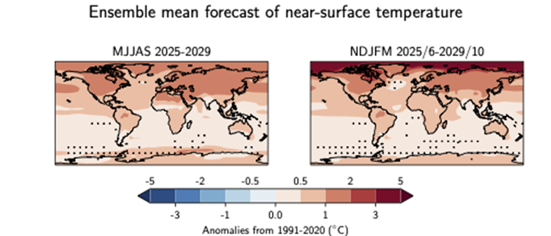 Ensemble mean forecast of near-surface temperature