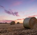 haybales-in-a-field-with-colourful-skies