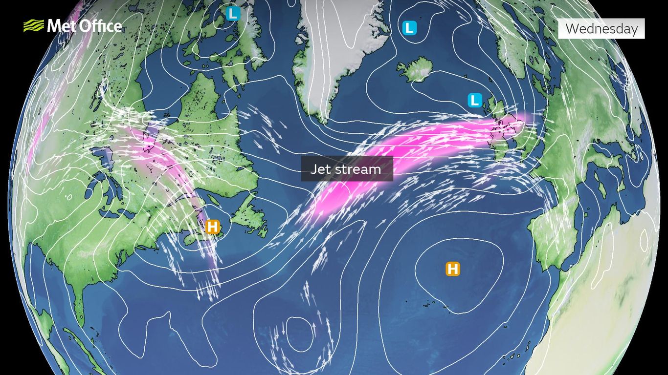 Active jet stream to bring spells of unsettled weather - Met Office