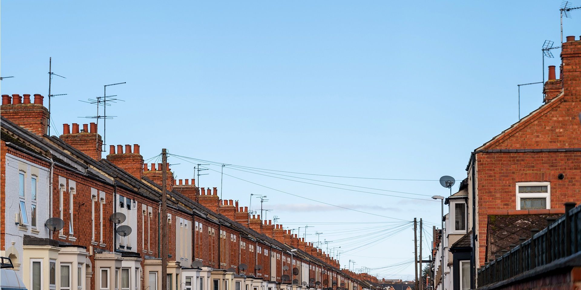 Rooftops of a street in the UK