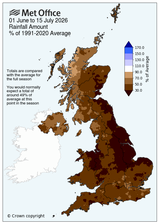 This map shows rainfall amounts compared with the average for the full season.&nbsp; 