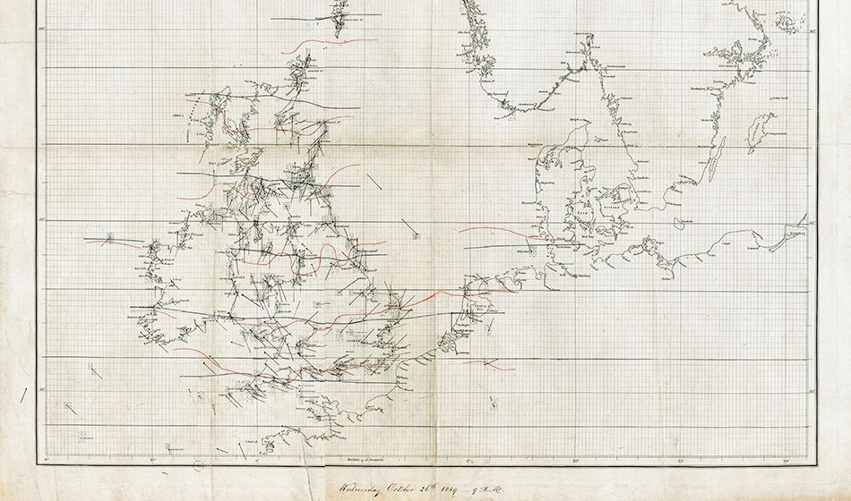 Weather chart of the Royal Charter Gale