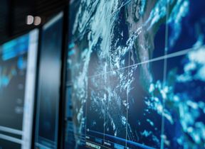 Weather map on a computer screen