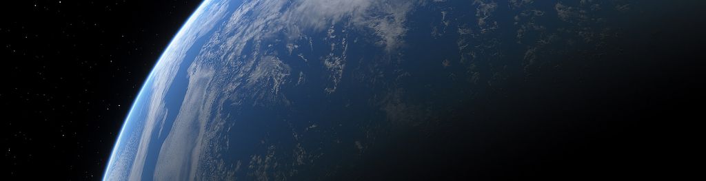 The earth seen from space, showing its vast oceans