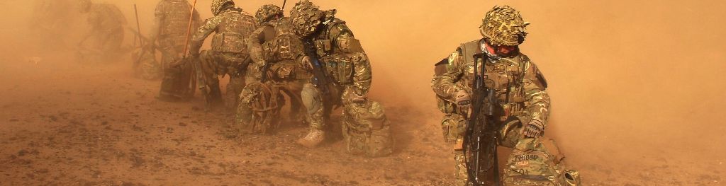 British 40 Commando Royal Marines in a sandstorm