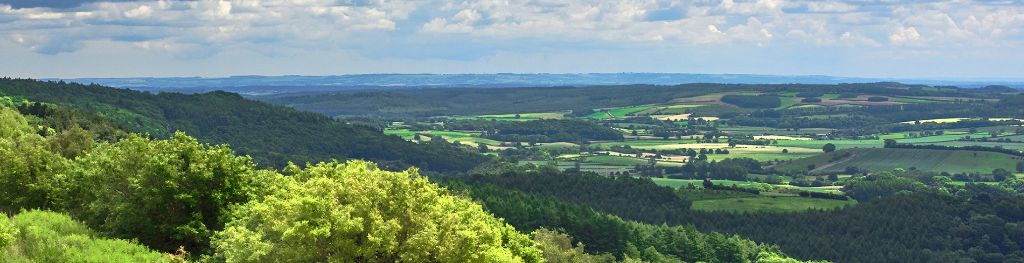 A panoramic view of the English countryside.