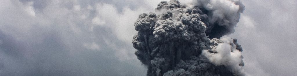Ash erupting from a volcano