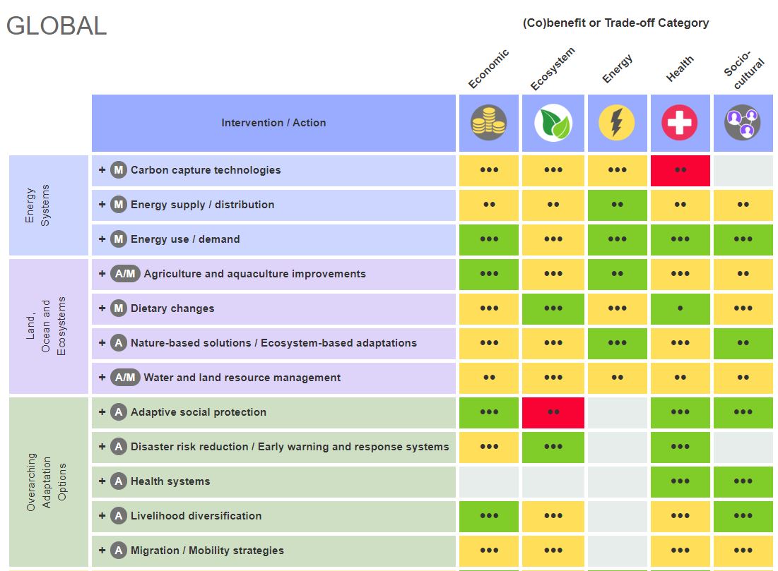 A screengrab of the co-benefits tool launched at COP27