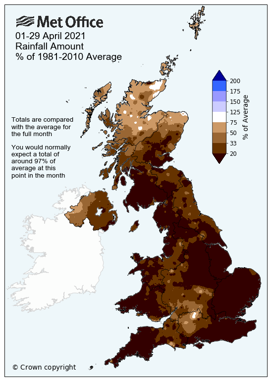 Map showing April 2021 rainfall amount