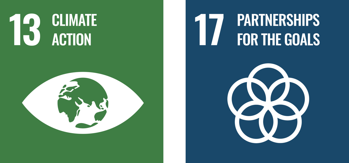 Image of the UN Sustainable Development Goal logos for goal 13 and 17