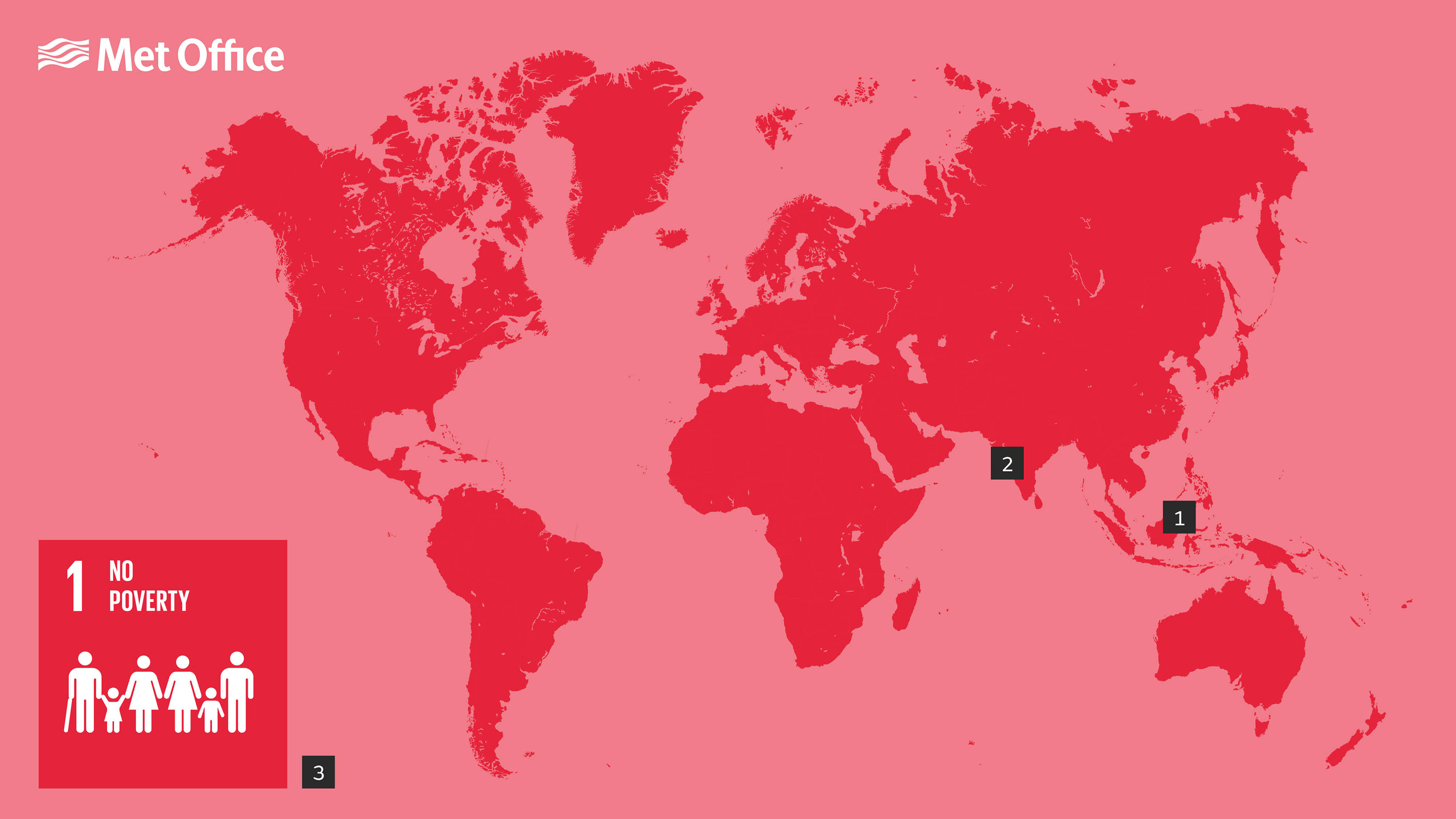 World map showing places applicable to SDG1 as per the descriptions below