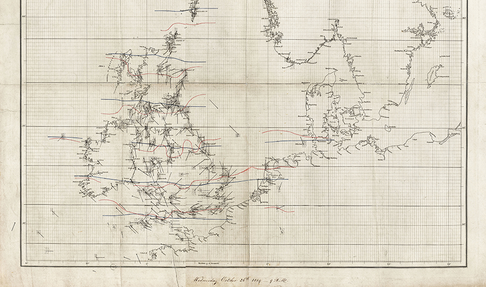 Weather chart of the Royal Charter Gale