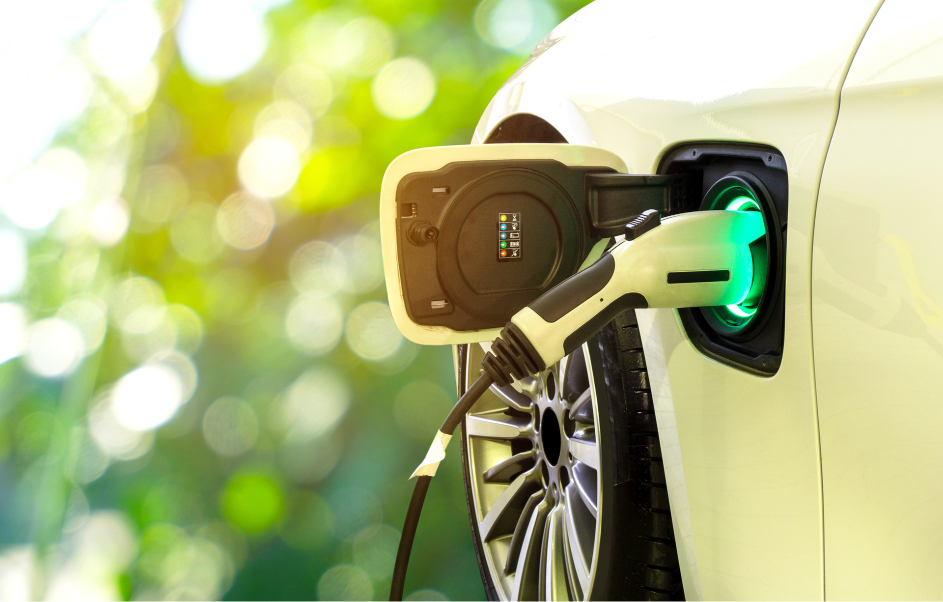 A electric car charging.