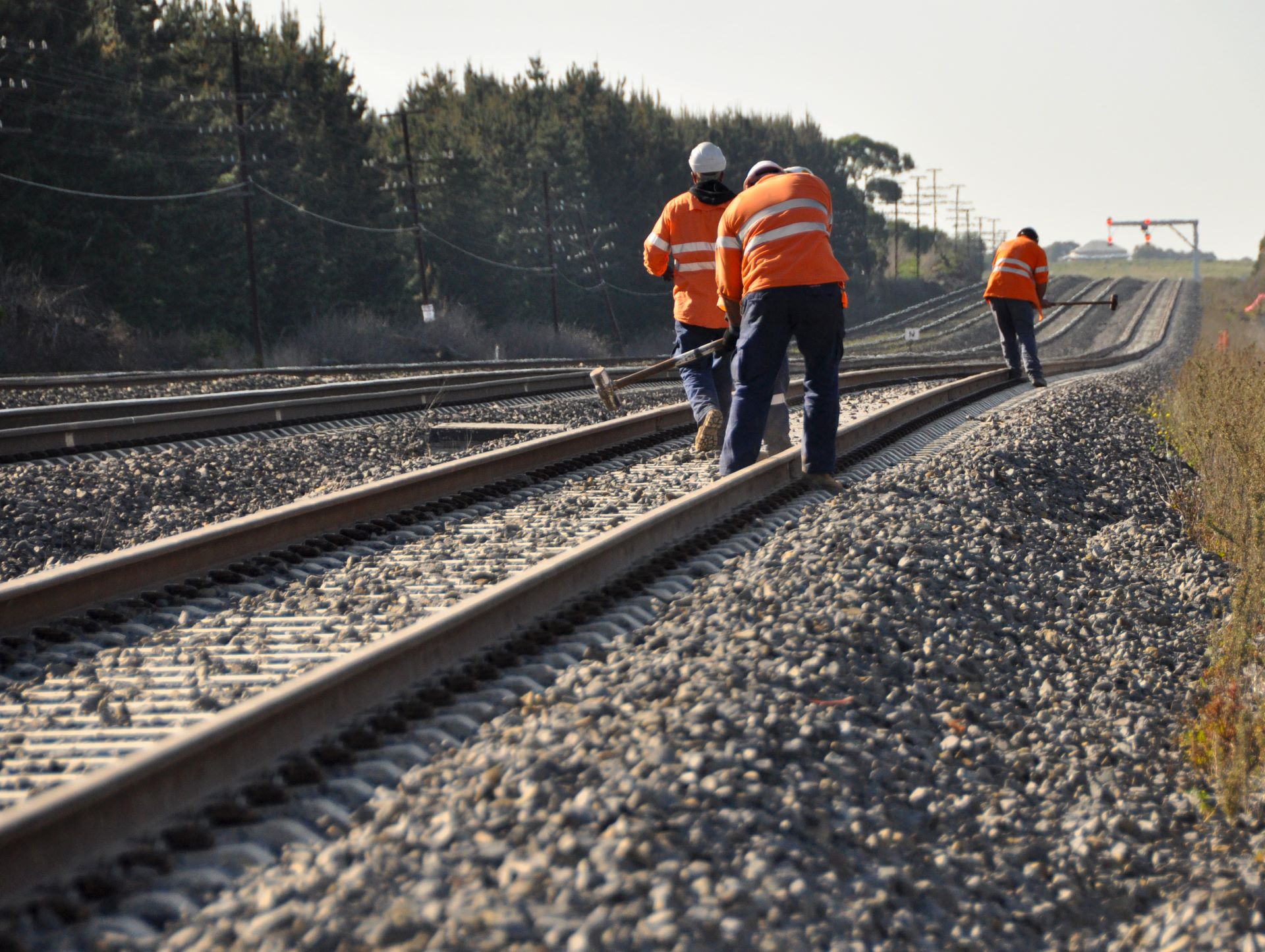 Men working on a railway.