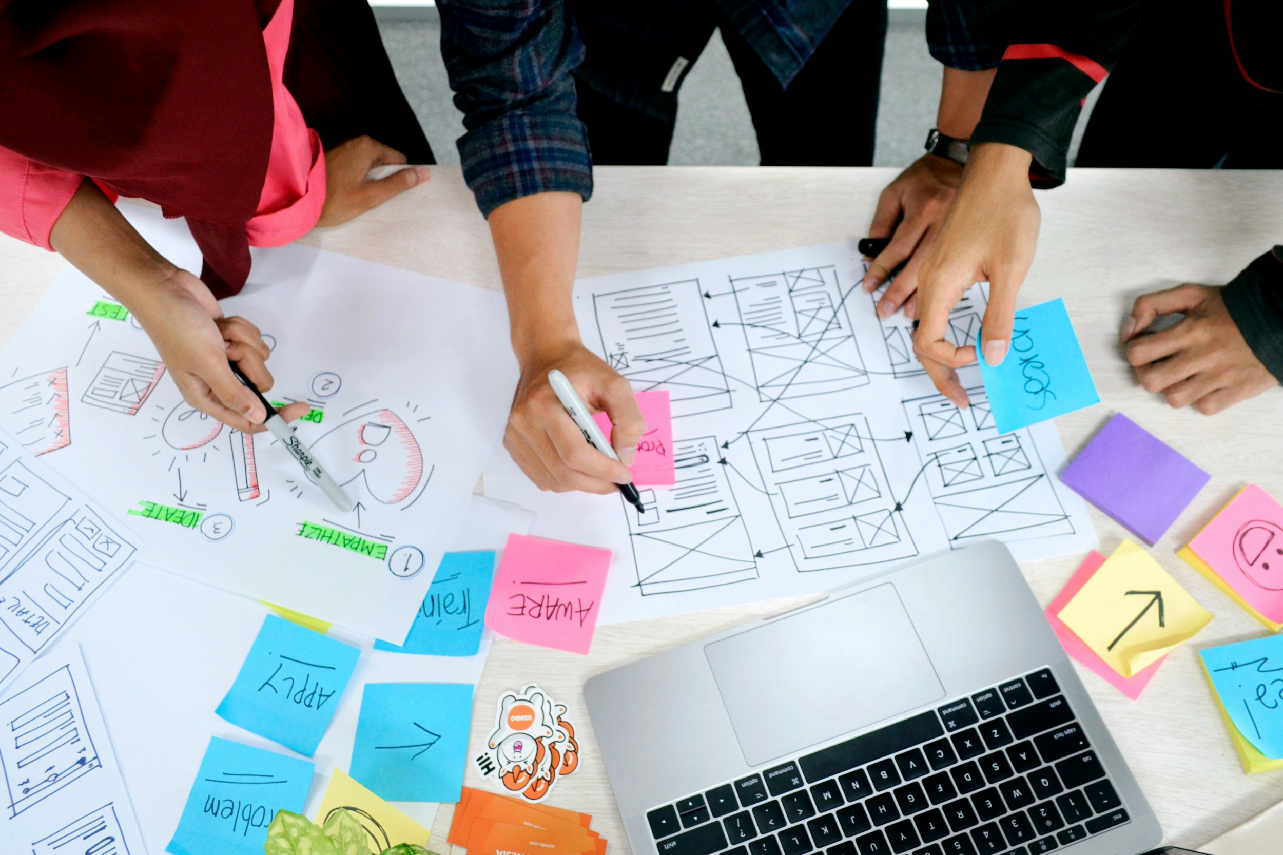 People planning using sticky notes