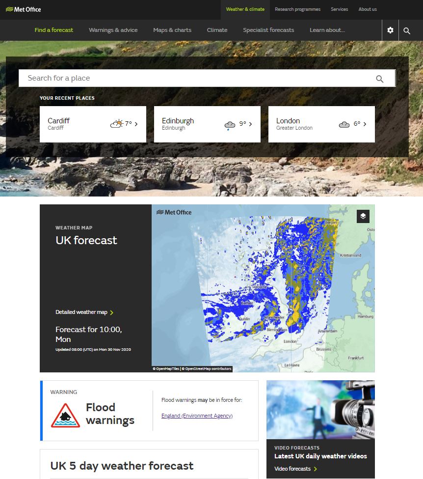 UK forecast guide Met Office