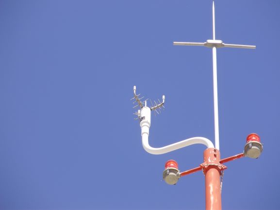 Sonic anemometer, which measures the speed of acoustic signals between two transducers