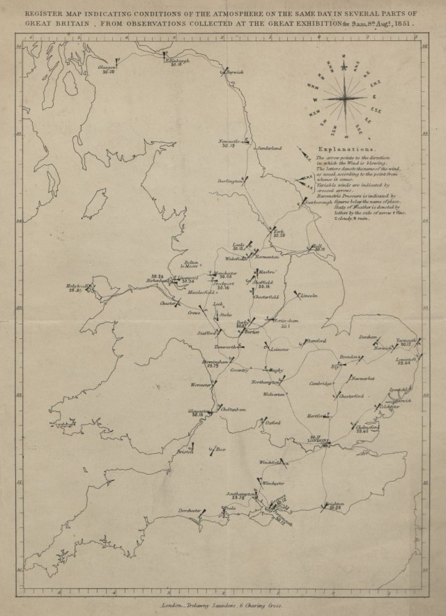 Image of Great Exhibition first daily weather map 8 August 1851