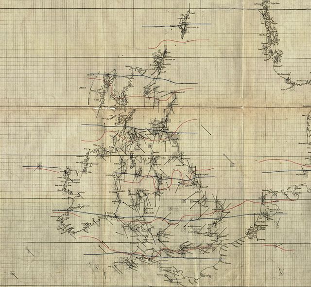 The above image shows the original weather chart produced by Met Office founder Robert FitzRoy to depict the Royal Charter Gale in October 1859.
