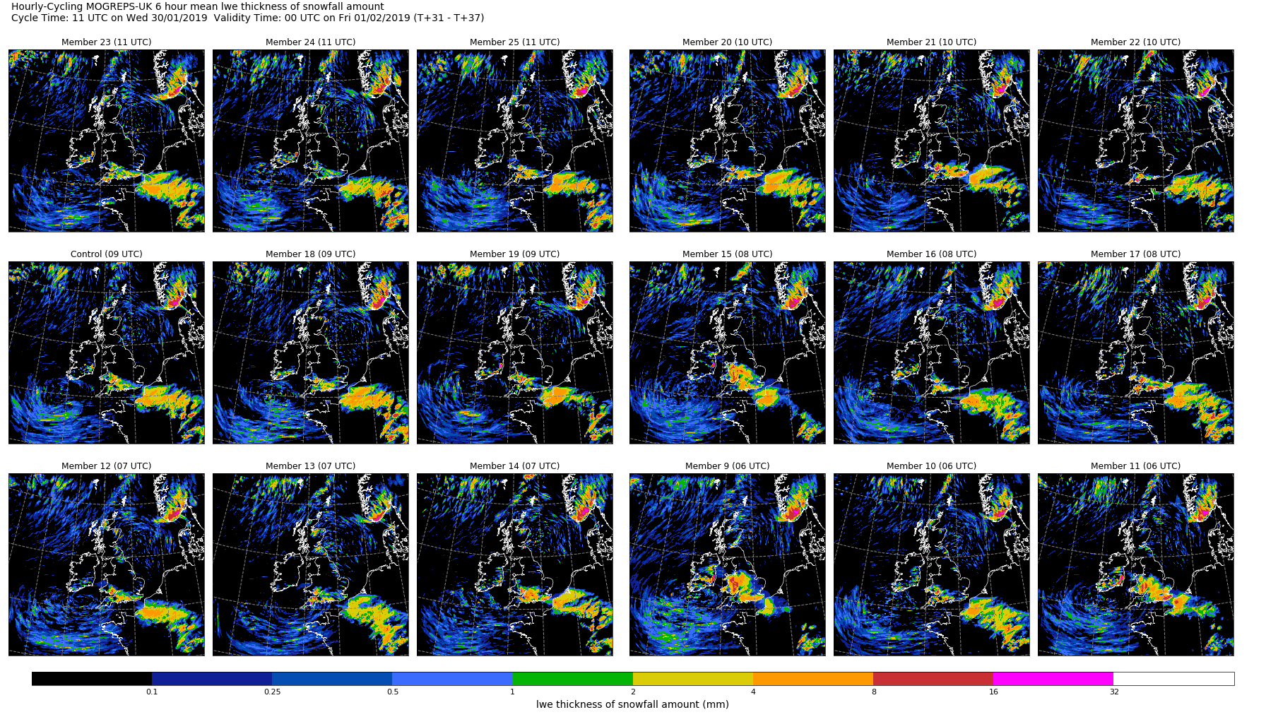 An example forecast from the new hourly cycling MOGREPS-UK