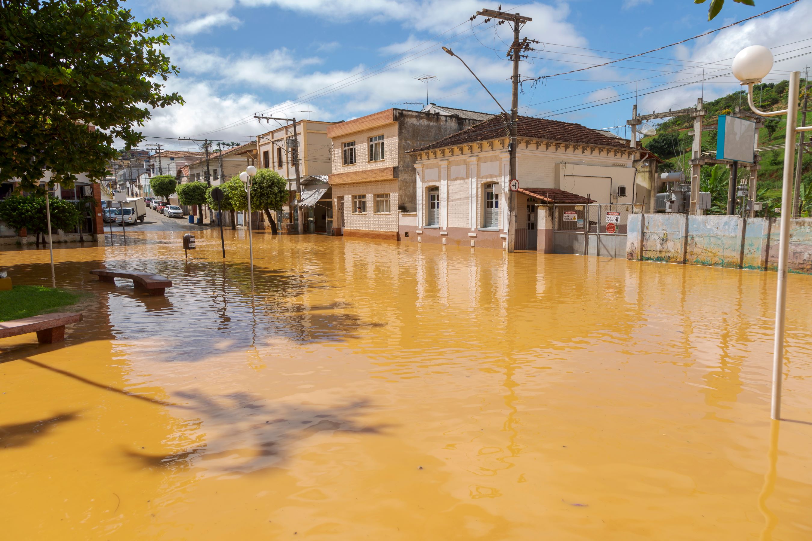 Decorative image of a flooded street in Brazil