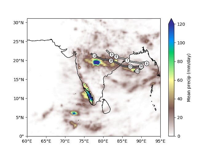 Graphic showing average rainfall in August 2018 over Kerala