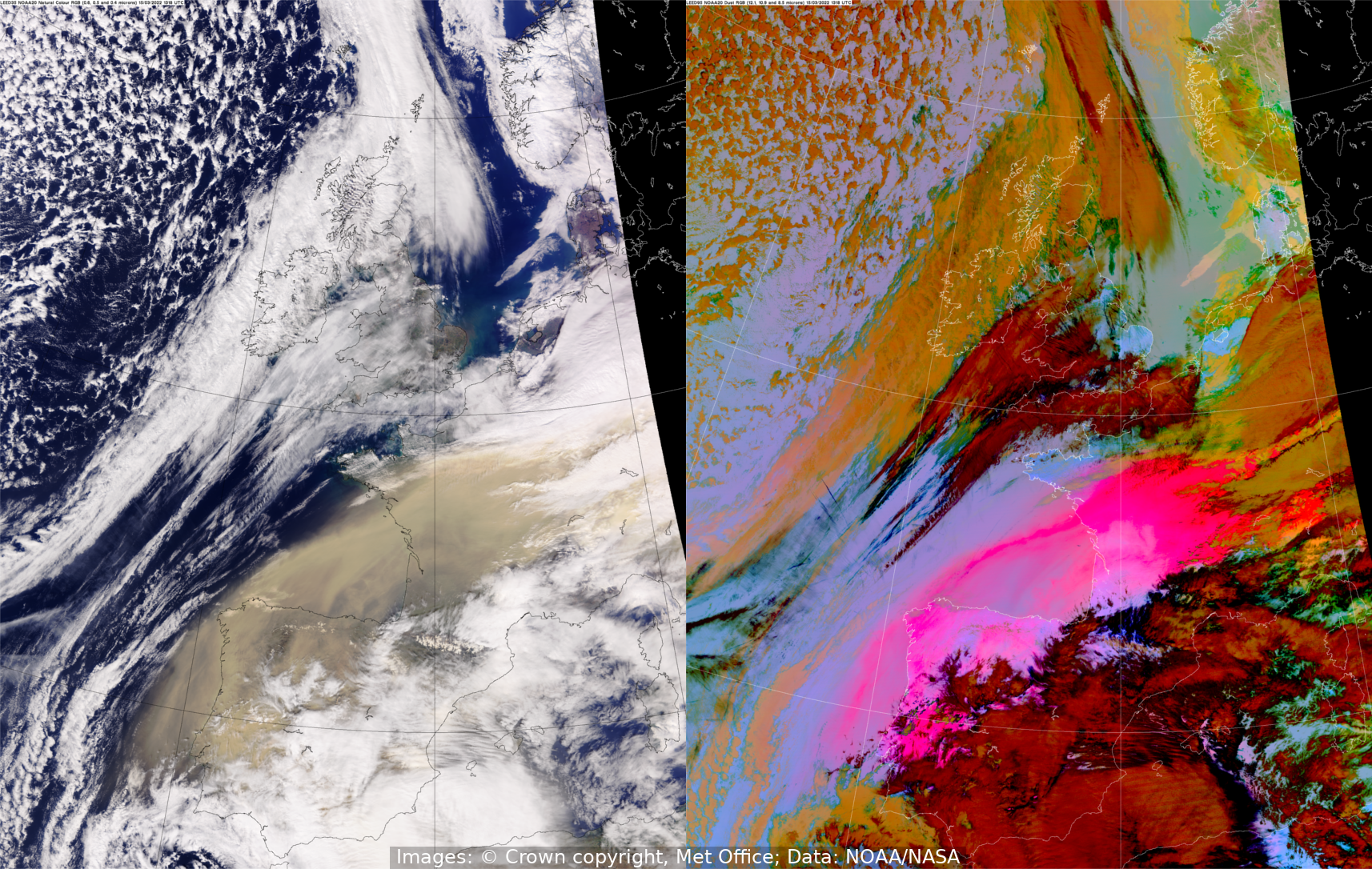 NOAA20 Saharan dust images 20220315