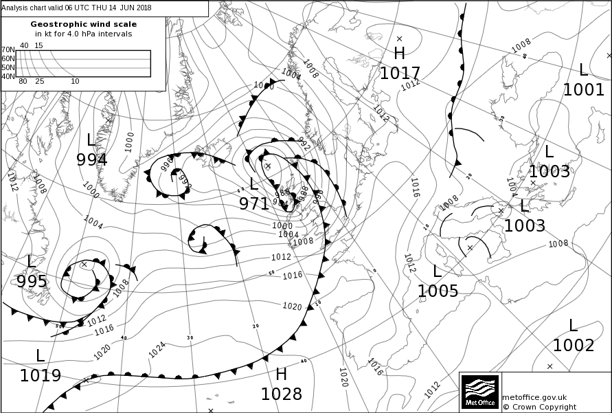 Pressure analysis chart Storm Hector