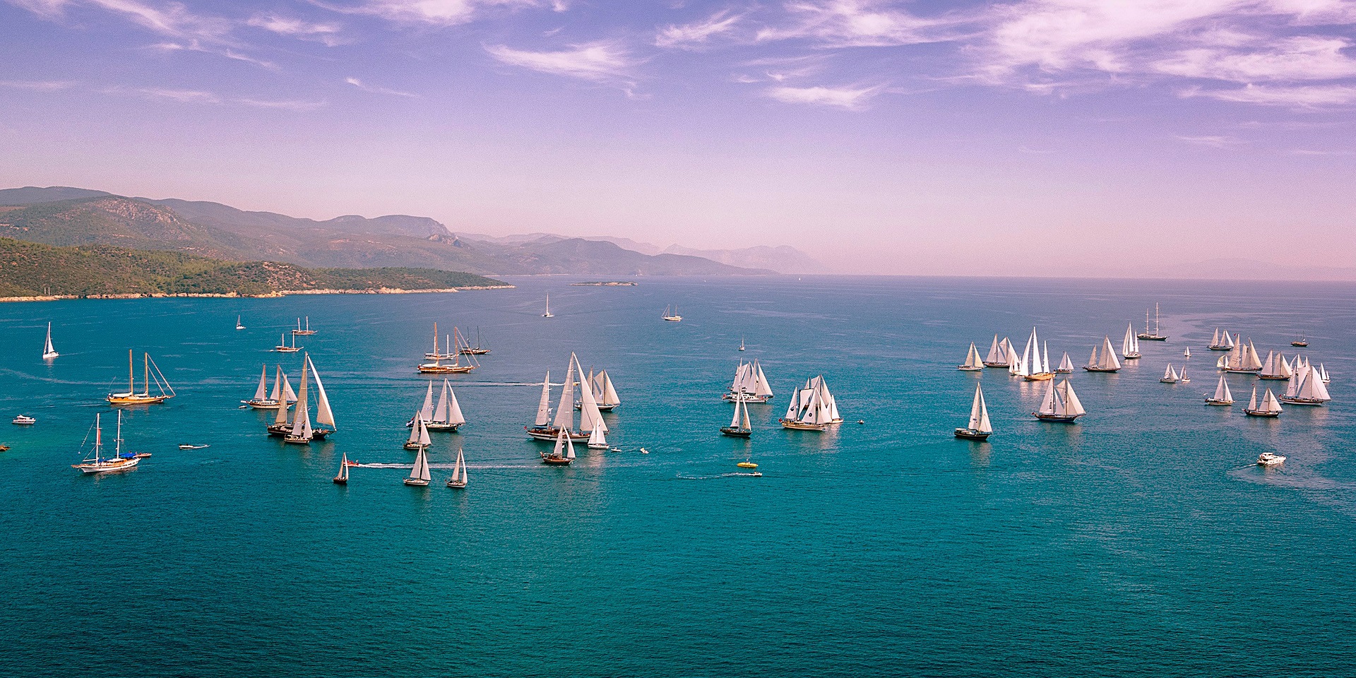 Boats at sea near Bodrum, Turkey