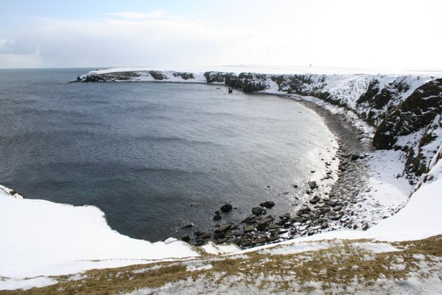 Snow at the Bay of Semolie on the Orkney Islands