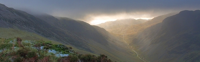 Rain at Honister Pass in Cumbria, England