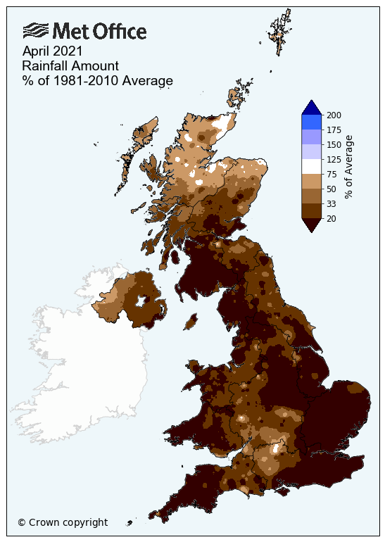 Map showing April 2021 rainfall amount