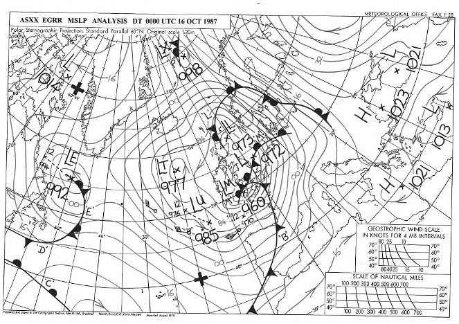 Synoptic chart for the Great Storm of 1987