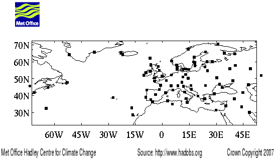 Distribtion of stations included in EMSLP