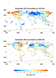 Last months fields at 500 and 100hPa