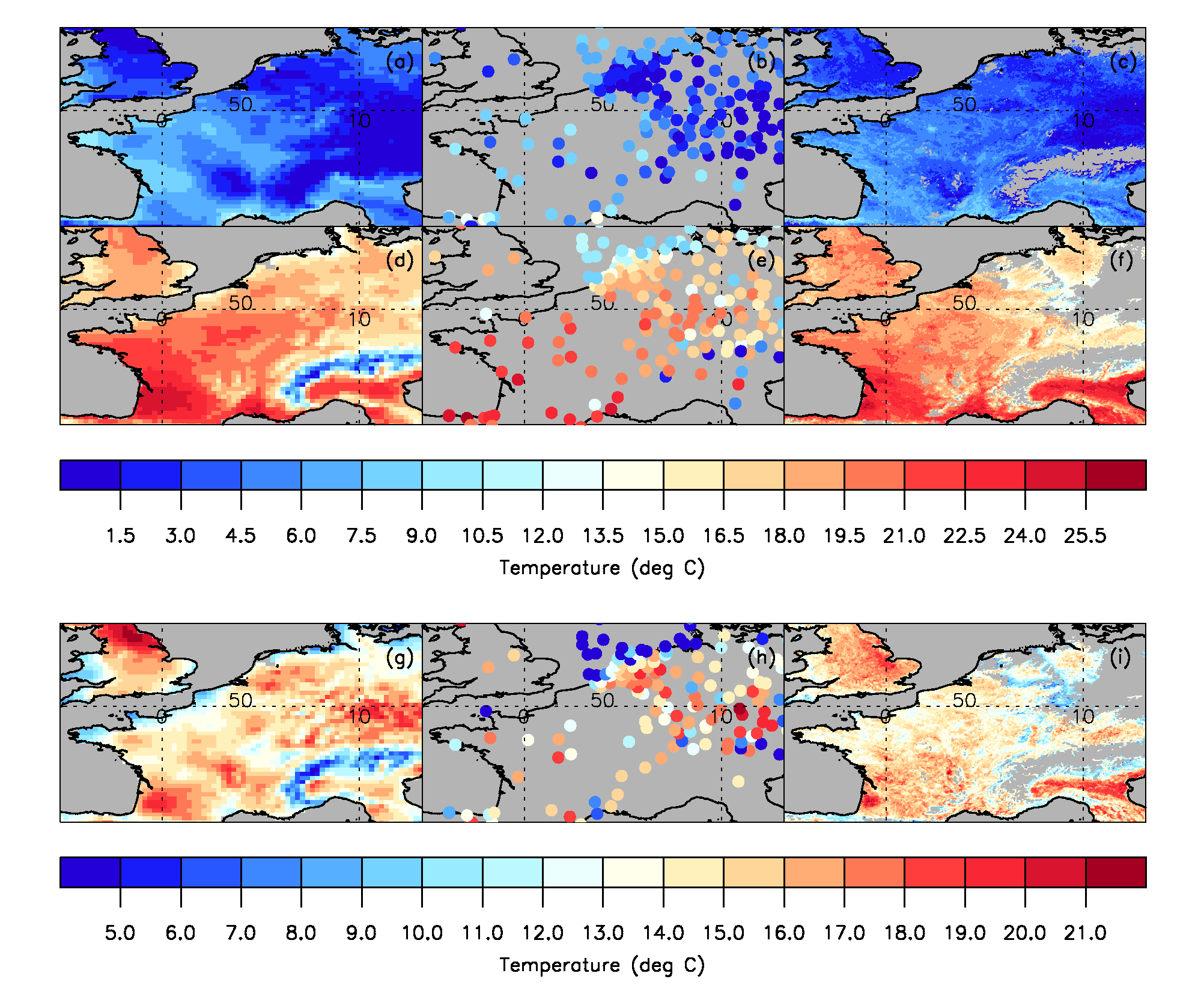 Minimum and maximum air temperatures for 27 March 2012