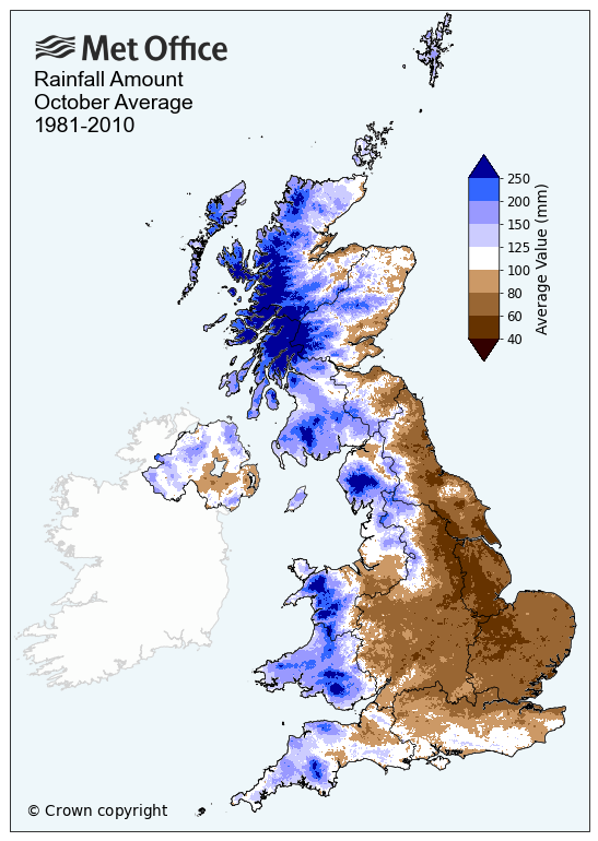 Rainfall - October average: 1981-2010
