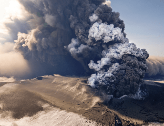 Photo of a volcanic eruption